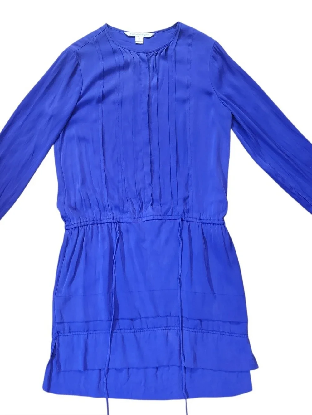 DIANE VON FURSTENBURG Francesca Silk Drawstring Blouson Mini Dress - Size 10